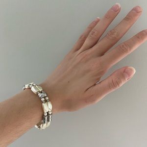 Pearl and silver magnetic bracelet